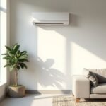 Wall-mounted split-system air conditioner in a bright modern Australian living room